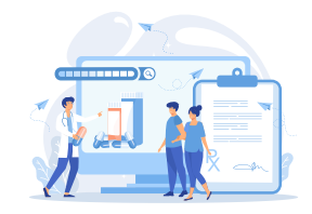 基因检测血液样本示意图，显示一个透明的医疗试管中含有红色血液样本，用于DNA分析和肿瘤筛查，背景是干净的实验室环境